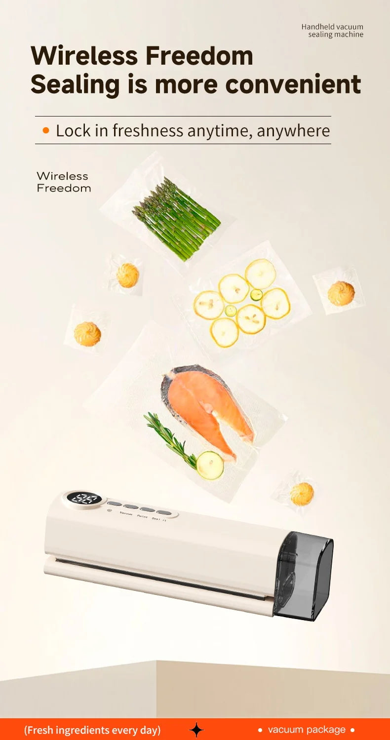 Multifunctional portable wireless vacuum sealer powerful suction Automatic food sealing machine USB Rechargeable Food Bag Sealer