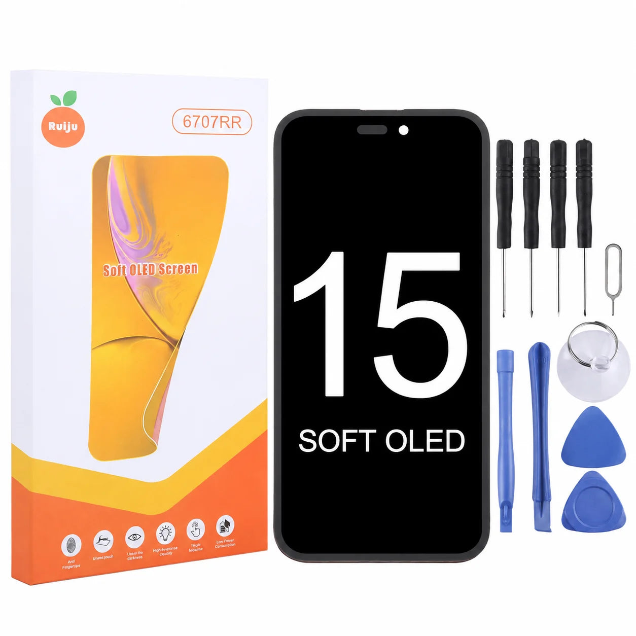 RJ Flexible Soft OLED Display for Iphone 12 13 14 15 16 Pro Max Plus Screen Touch Digitizer Assembly