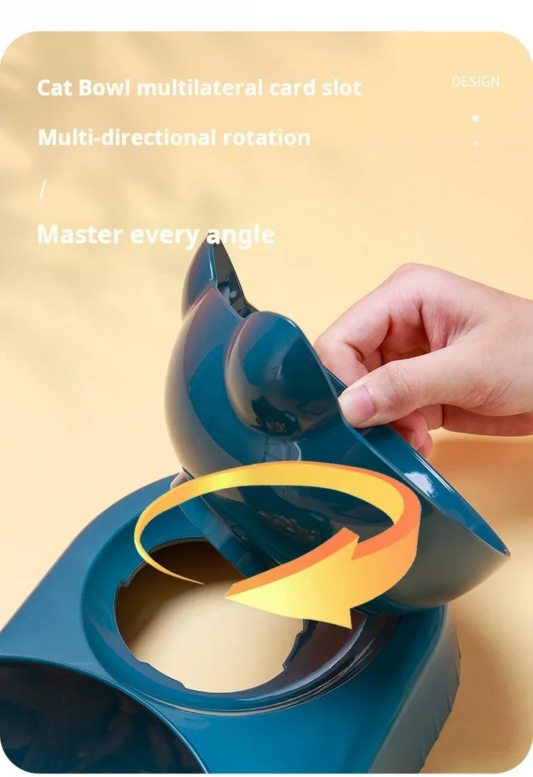 New hot selling cat bowl double bowl pet feeder with anti slip cat paw design, feeding supplies for cats and pets