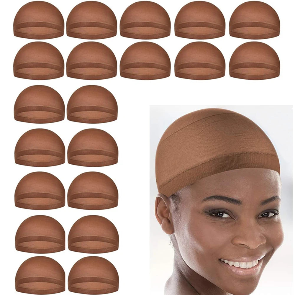 4/20pcs Red brown Wig Cap Elastic Breathable Invisible Wig Caps Perfect For Professional Use,2pcs/Pack