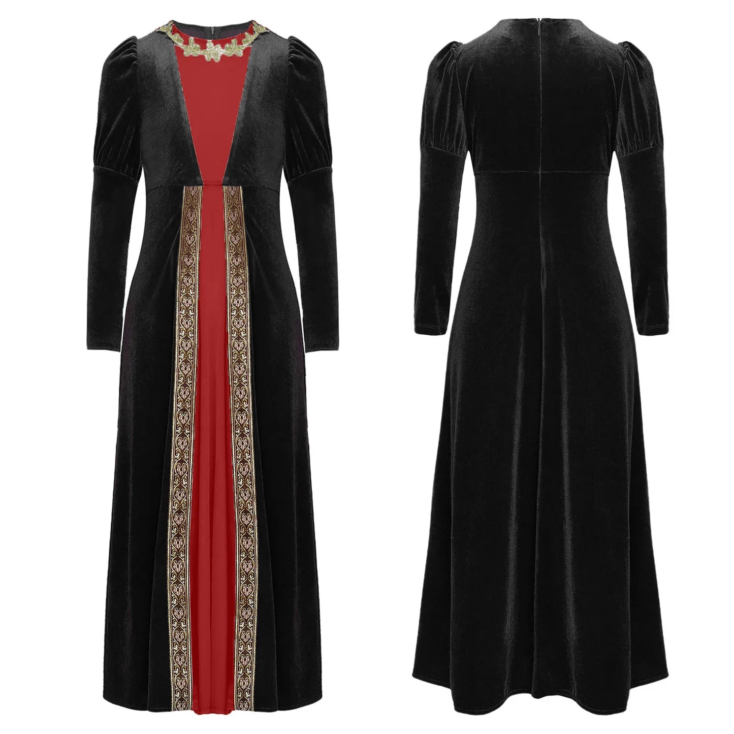 Children Girls Halloween Medieval Renaissance Vampire Cosplay Costume Ancient Roman Princess Dress Long Sleeve Retro Velvet Gown