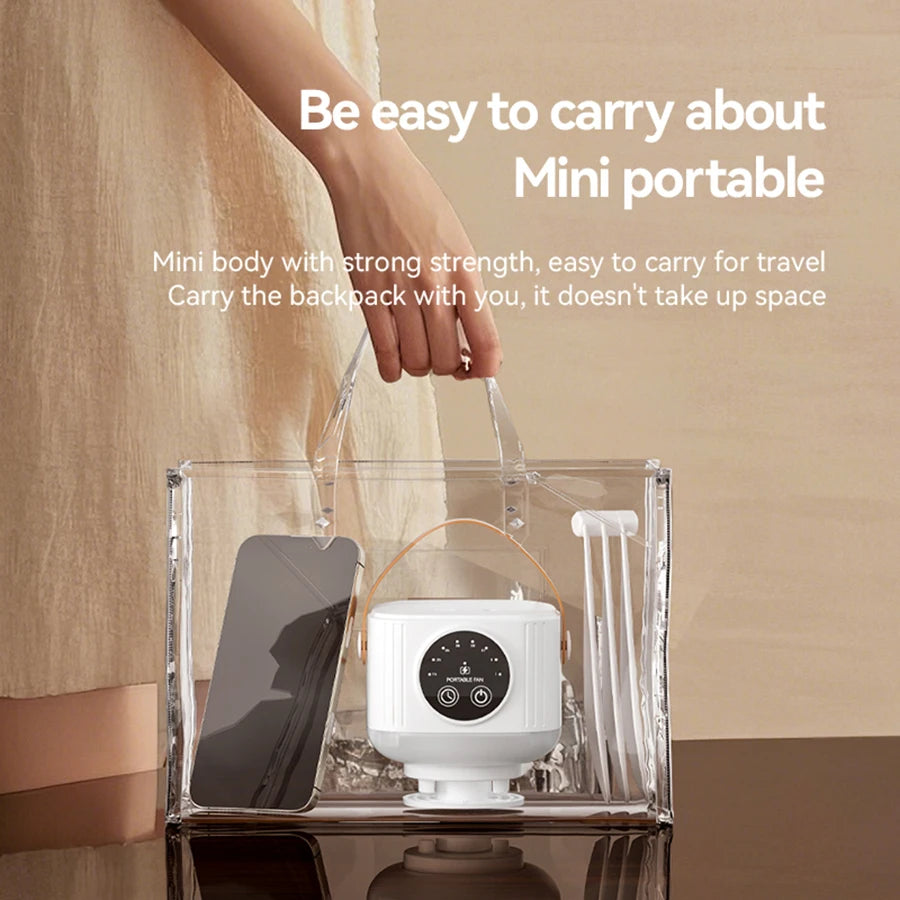 Mini Ceiling Fan, 4 Speeds, LED Screen, 3-Level Night Light, 4 Timers (1-8H), 3600mAh Battery, Remote, Quiet USB Fan for Camping
