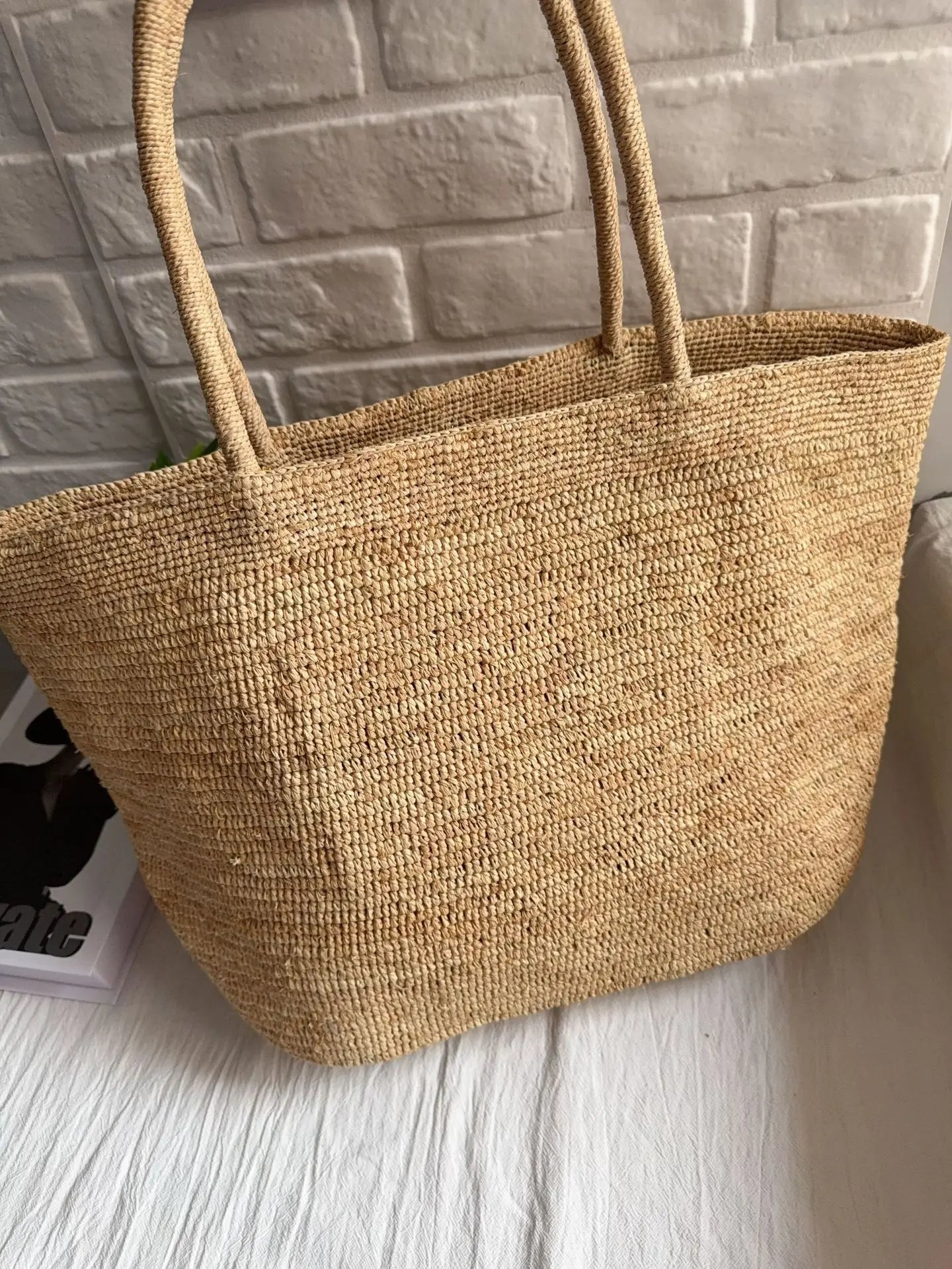 2026 Large Handwoven Rattan Tote Bag for Women Natural Straw Beach Bag Purse Luxury Shoulder Bags Handbag Summer