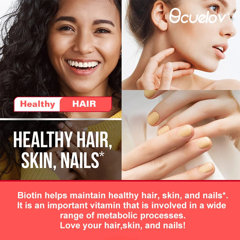 Biotin 10000 mcg - Hair Skin Nails Vitamins for Women & Men, Supports Hair Growth, Glowing Skin & Strong Nails, Metabolism