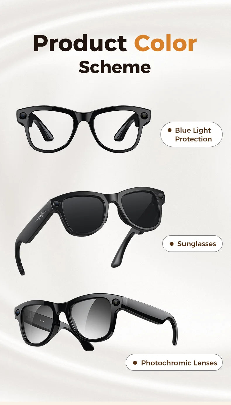 2026New 8MP 4K HD Camera AI Glasses Men 3600mAh Power Bank 32G Memory 160+ Translation Glasses Waterproof Smart Sunglasses Women