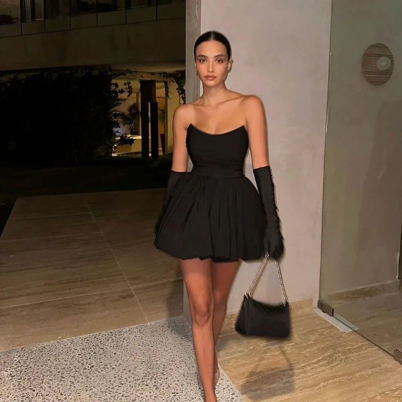 2025 Luxurious Women Hepburn Corset Party Dress Elegant Off Shoulder Folds Gala Celebrity Mini Dress Sexy Cocktail Dress Gown