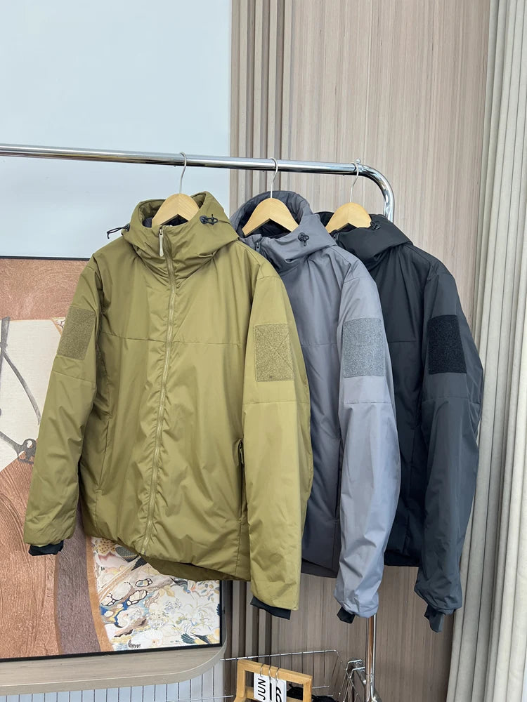 Winter Windproof Cotton Jacket For Men Outdoor Waterproof Hooded Thicken Coat American Casual Fashion Simple Warm Overcoat