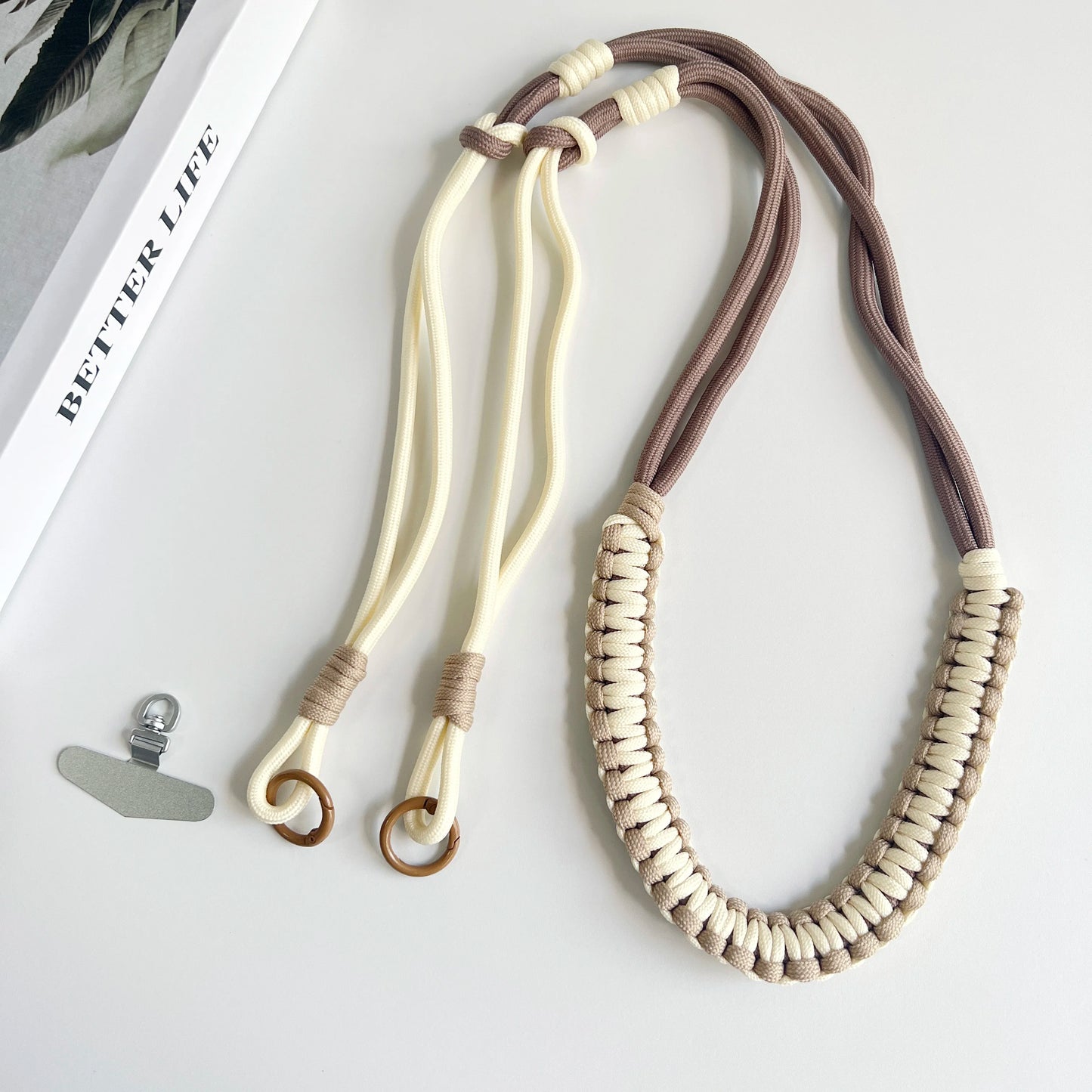Hand Woven Fried Dough Twists Lanyard Fixed Card Color Contrast Diagonal Shoulder Lanyard Mobile Phone Lanyard Durable Lanyard