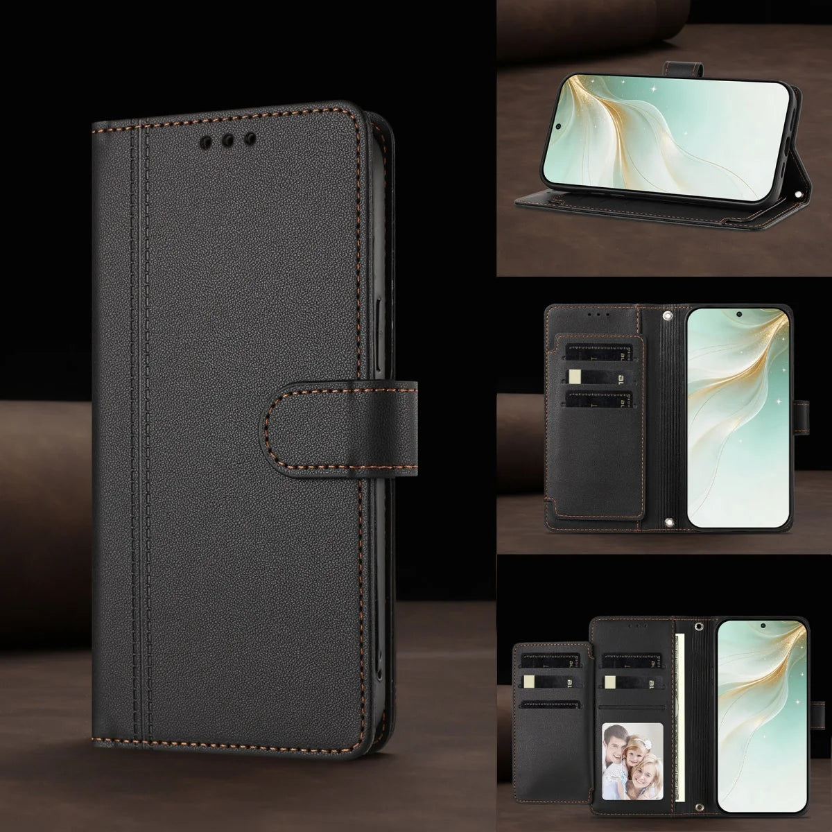 Luxury Premium Leather Wallet Case For iPhone 17 16 15 14 13 12 17 Pro Max Plus Air 17e 16e Wallet Card Slot Magnetic Flip Cover