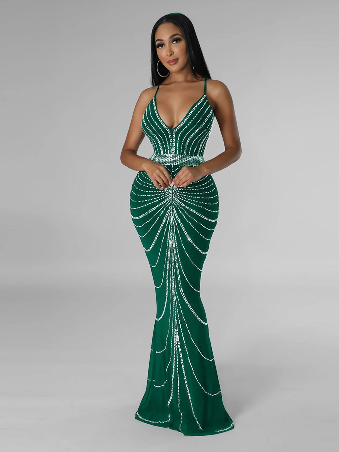 Sparkling Solid Color Hot Diamond Sheer Mesh Long Skirt, Elegant and Luxurious Spring Women's Cocktail Dress, Celebrity Clothing
