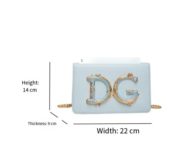 Trendy Letter Logo Chain Bag for Women 2025 - Cute Small Shoulder Sling Purse for Party, Date, Shopping - Black Fashion Handbag