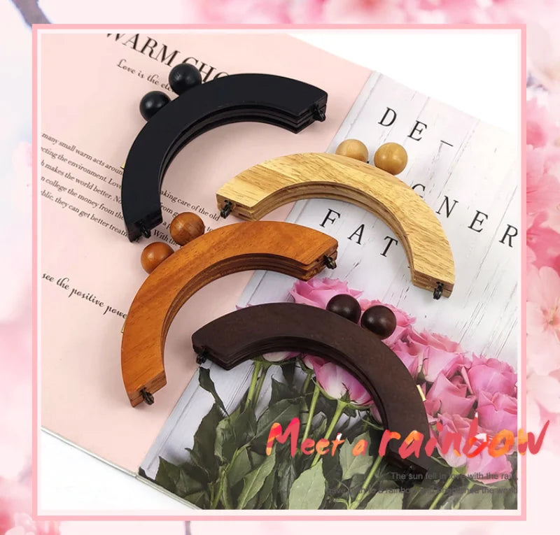 Deepeel Wooden Bag Handle 14/20cm Purse Frames Kiss Clasp for Handbags Wallet DIY Handmade Sewing Brackets Bags Accessories