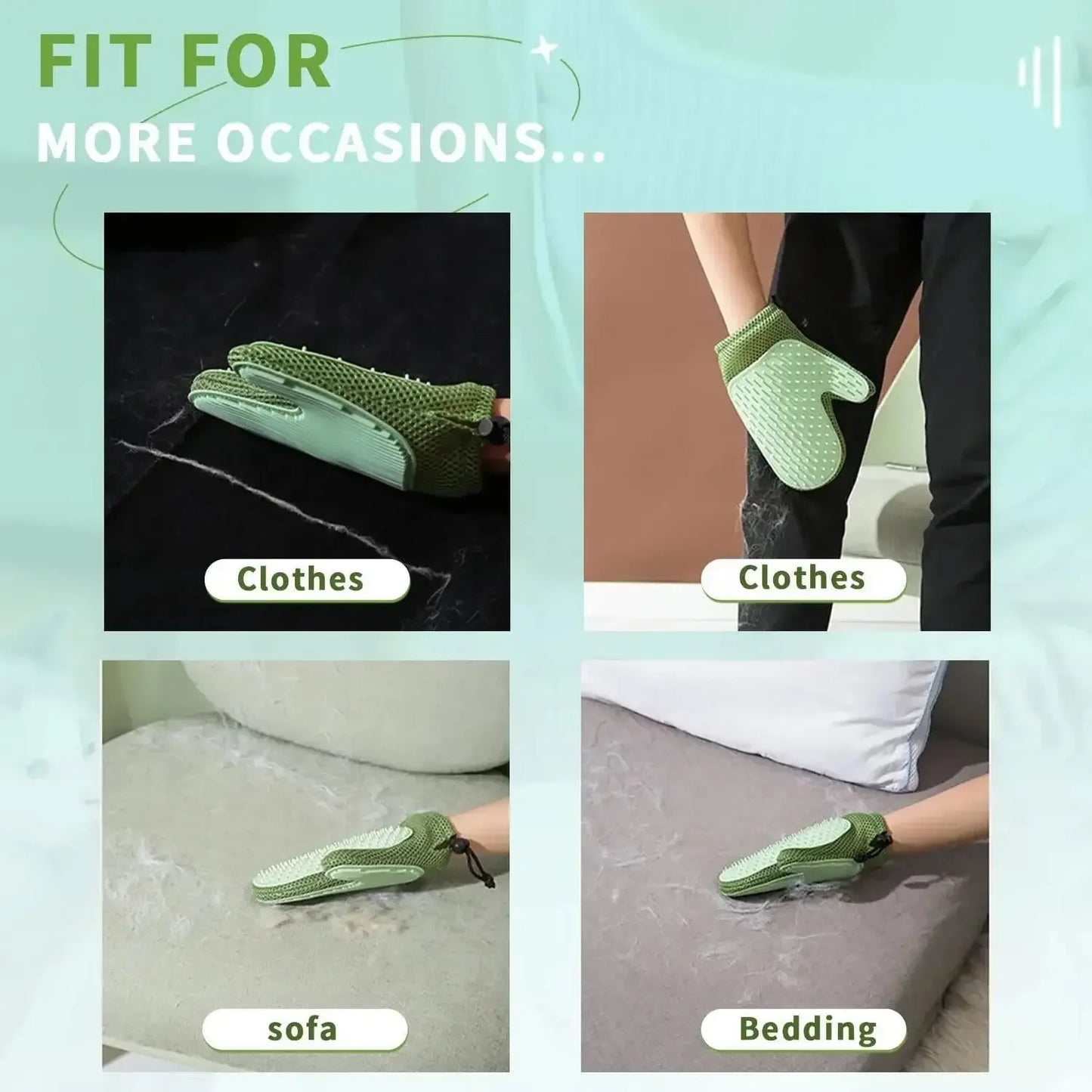 2 In 1 Cat Hair Glove & Pet Fur Remover Glove, Dog Grooming Glove Brush For Shedding, Pet Hair Remover Mitt For Cleaner
