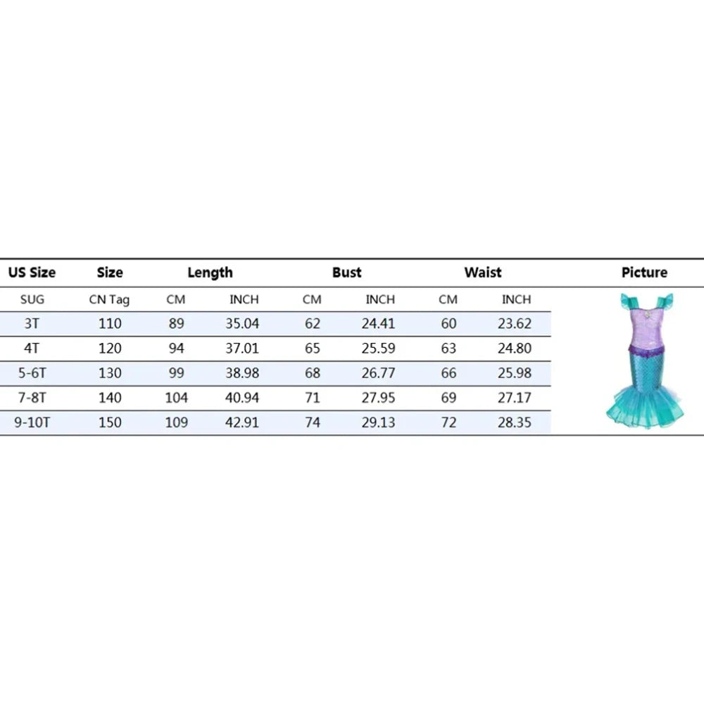 Fishtail Dress Girl Summer Dresses Ocean Themed Costume Kids Clothes Girls Cosplay Carnival Party Halloween Costumes 4 5 6 years