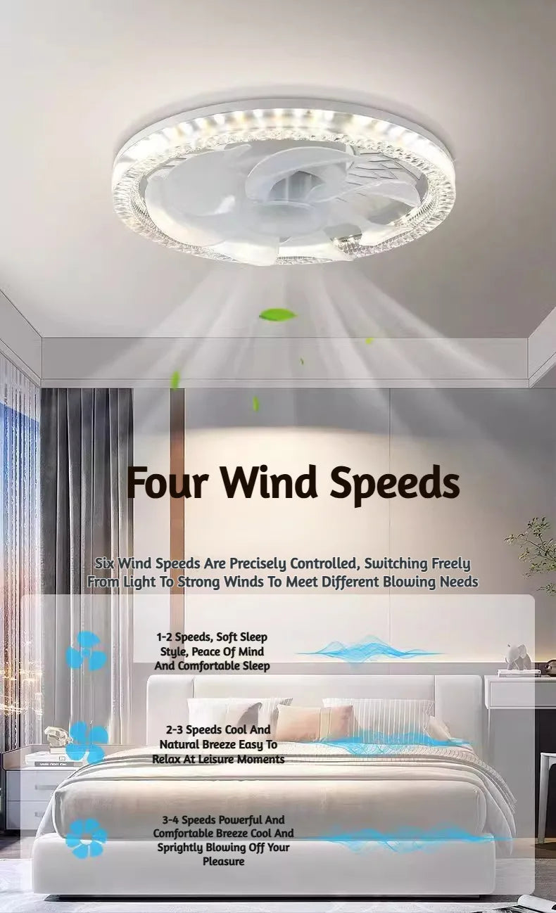 2-in-1 Ceiling Fan Light with Remote Control Screw Base LED Bulb Fan Lamp, Silent Adjustable Speed for Bedroom Living Room Home