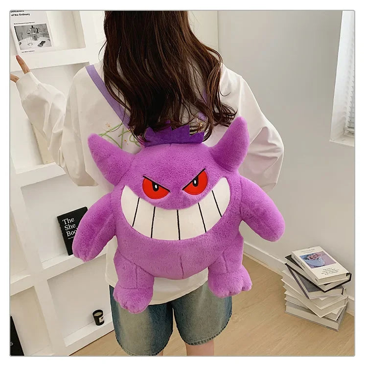 Japanese Style Plush Shoulder Bag Raichu Pikachu Eevee Psyduck Gengar Design Crossbody Backpack for Student Daily Outfit Gift