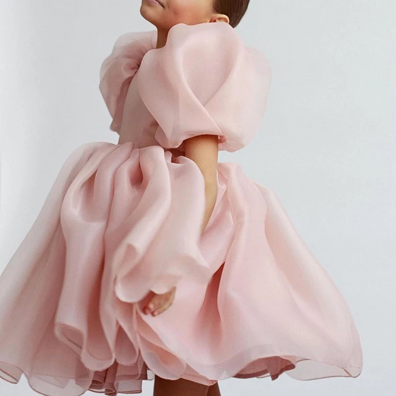 2 3 4 5 6 7 8 Years Puffy Sleeve Girls Dress Summer Princess Baby Dress Christmas New Costume Birthday Party Gift Kids Clothes