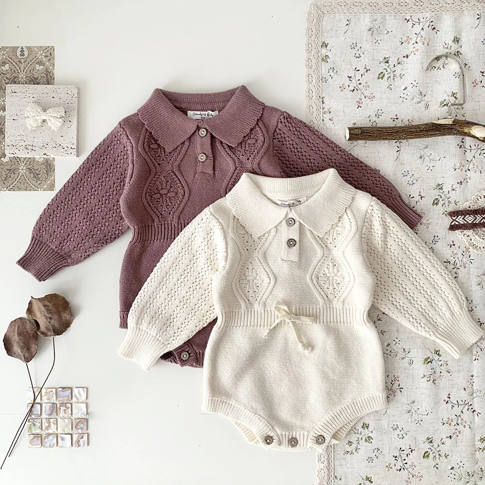 Spring Newborn Infant Toddler Baby Girl Boy Rompers Warm Knit Jumpsuit Long Sleeve Soft Outfits Clothing Baby Winter knit Romper