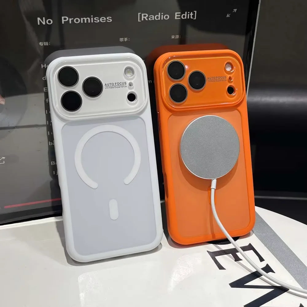 Large Window Glass Lens Colorful Acrylic For Magsafe Magnetic Phone Case For iPhone 17 16 15 14 13 Pro Max Shockproof Cover Q7