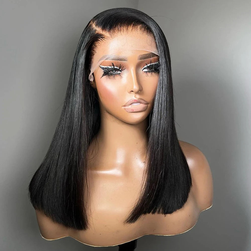 Bob Wig Human Hair 13x4 Lace Frontal Short Straight Lace Front Bob Wig For Black Women Human Hair Natural Color Wigs Pre Plucked