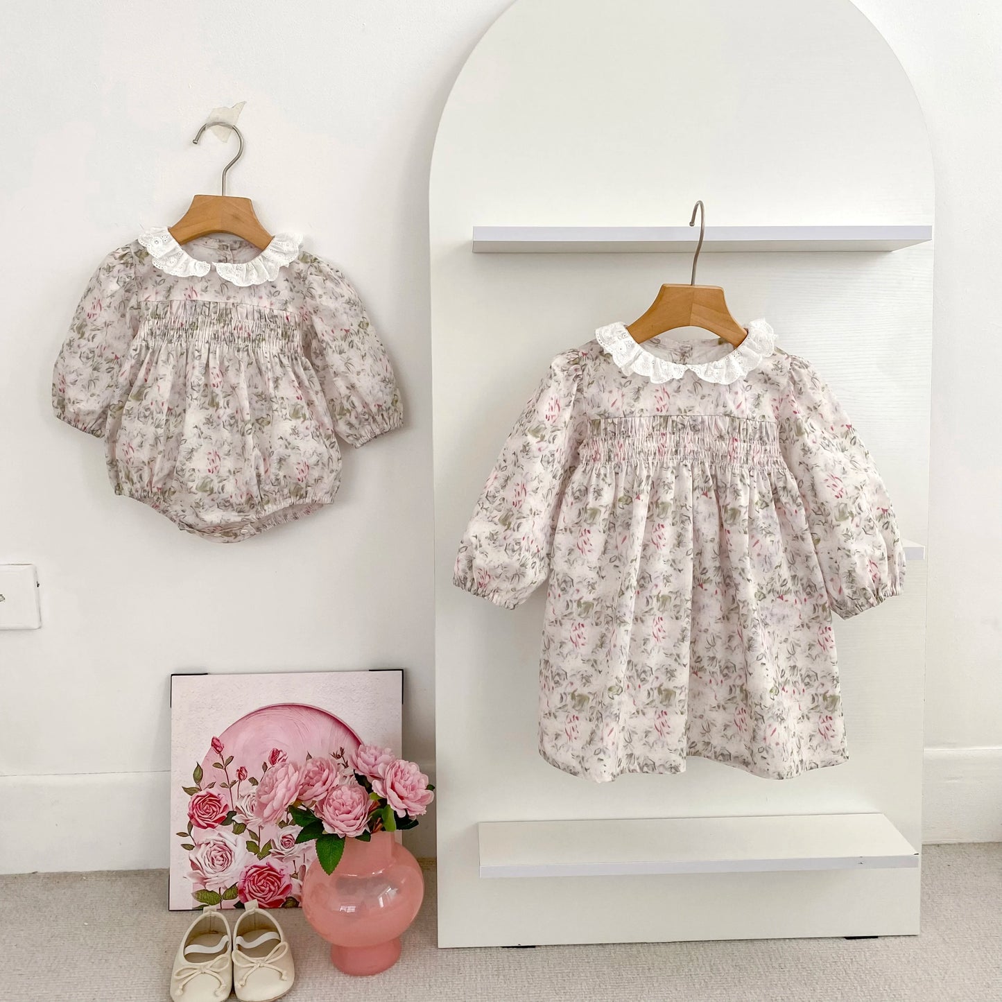 0-6Y Family Sister Matching Flower Dress Newborn Baby Girl Jumpsuit Sisters Clothes Princes Cotton Baby Dress Autumn Baby Dress