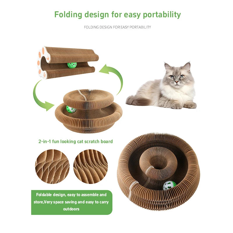 Magic Cat Scratch Organ Board Cat Toy with Ball Cat Grinding Claw Cat Climbing Frame Kitten Round Corrugated Cat Scratching Toy
