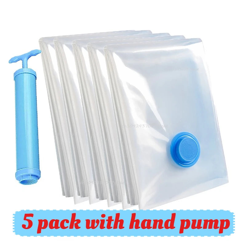 Vacuum Bag for Clothes, Air Vacuum Bag with Pump, Travel Essentials, Space Saver Bags for Comforters Blankets Storage Organizer