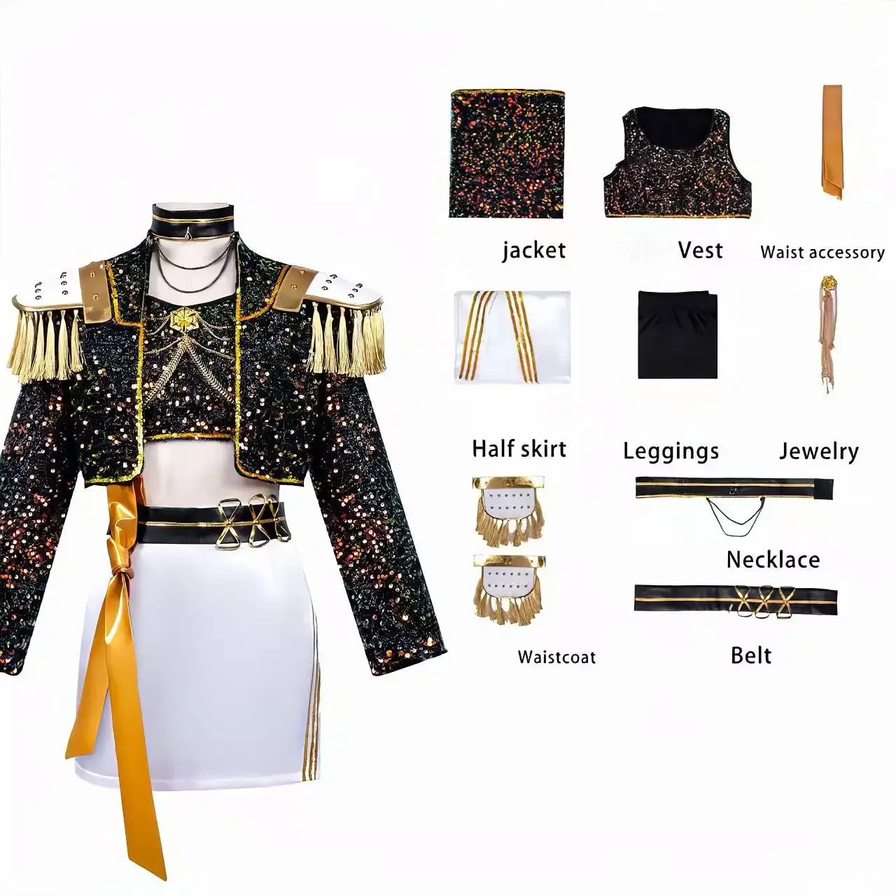 Halloween   Rumi Zoey Mira Stage Performance Outfit Cosplay Costume with Wig Role Playi Suit