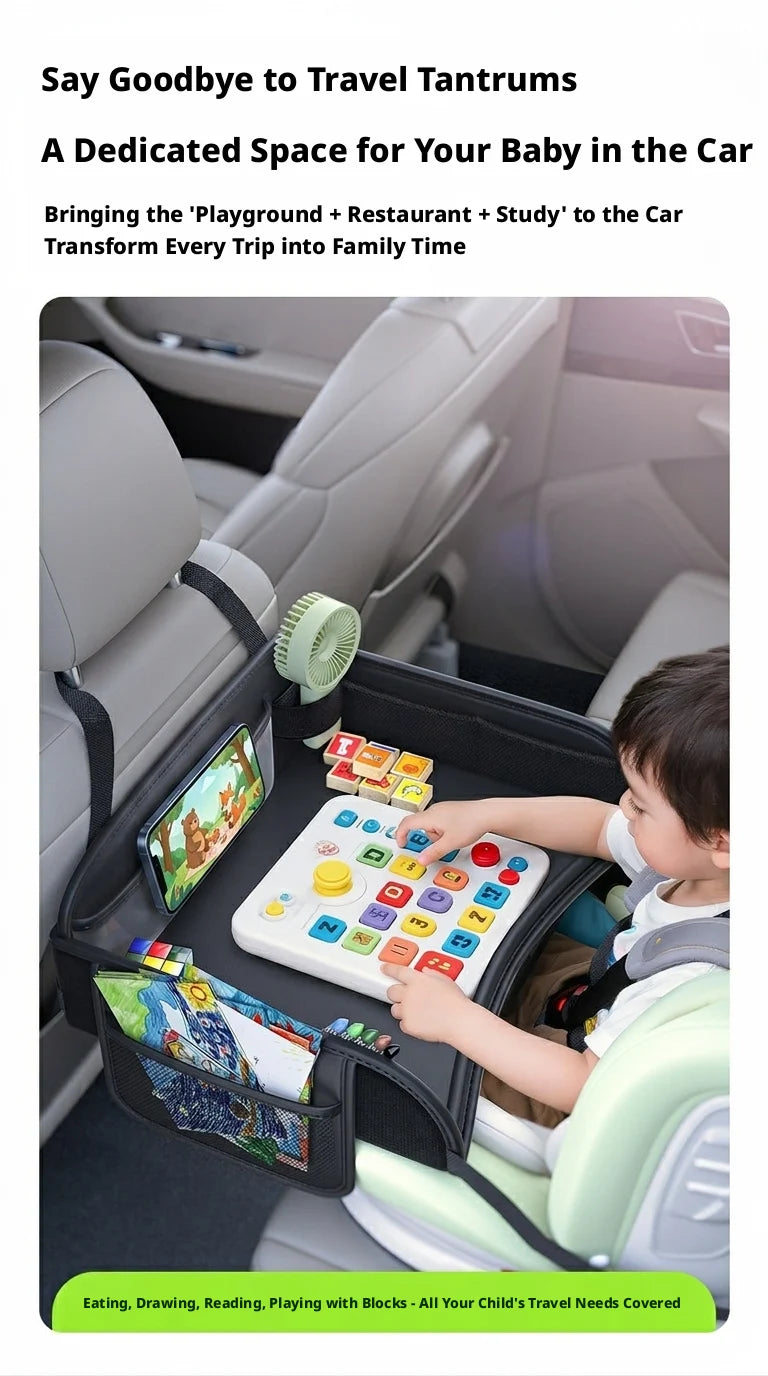 Car Seat Back Hanging Bag For Rear Seat Kids Lunch Desk Food Tray Long Trip Watching Movie Phone Holder Large Capacity Bags