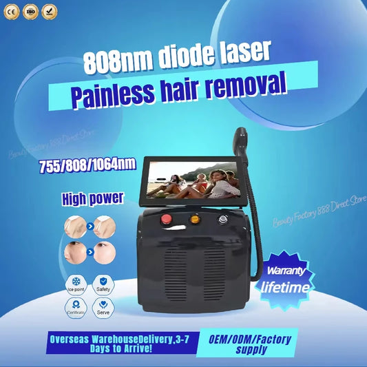 808 Diode Laser Hair Removal Machine 2025 3Wave Painless Permanent Portable 3000w Alma Soprano Titanium