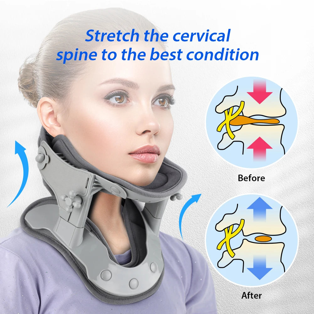 3 in 1 Neck Cervical Traction Electric Heating Spine Stretcher Support Collar Home Chiropractic Tool Spine Neck Posture Brace