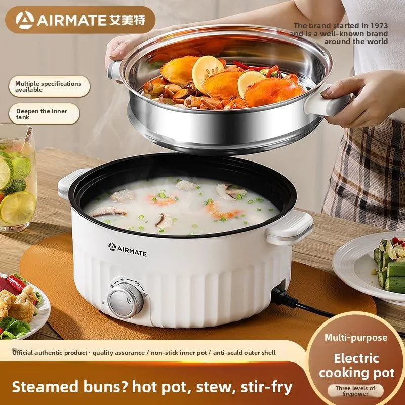 Airmate Electric Cooker Multifunctional Steaming Boiling Frying Pot for Home Dormitory Noodle Cooking Hot Pot