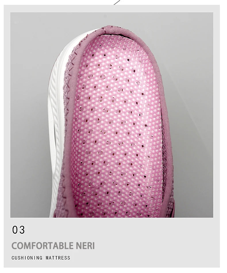 Cushion Slip-On Women Walking Shoes Orthopedic Diabetic Ladies Platform Mules Mesh Lightweight Slippers Wedge Female Sneaker