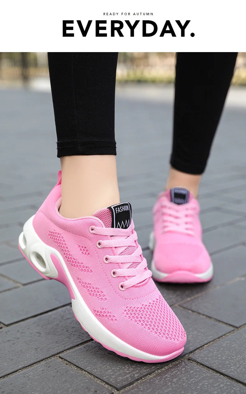 Women Mesh Breathable Casual Sneakers Lace-up Vulcanized Shoes Ladies Platform Sneakers Female Shoes Plus Size Zapatos De Mujer