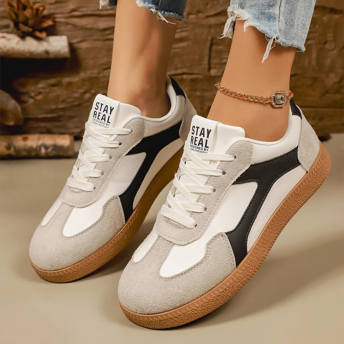 Mix Color Women Sneakers 2026 Spring New Platform Luxury Flat Vulcanized Shoe Female Lace-Up Non-Slip Casual Skateboarding Shoes