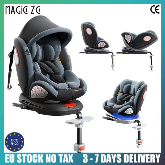 Child Car Safety Seats with ISOFIX for Baby Adjustable 360 Rotating Direction Angle 0-12 Years Suitable Car Seat with Footrest