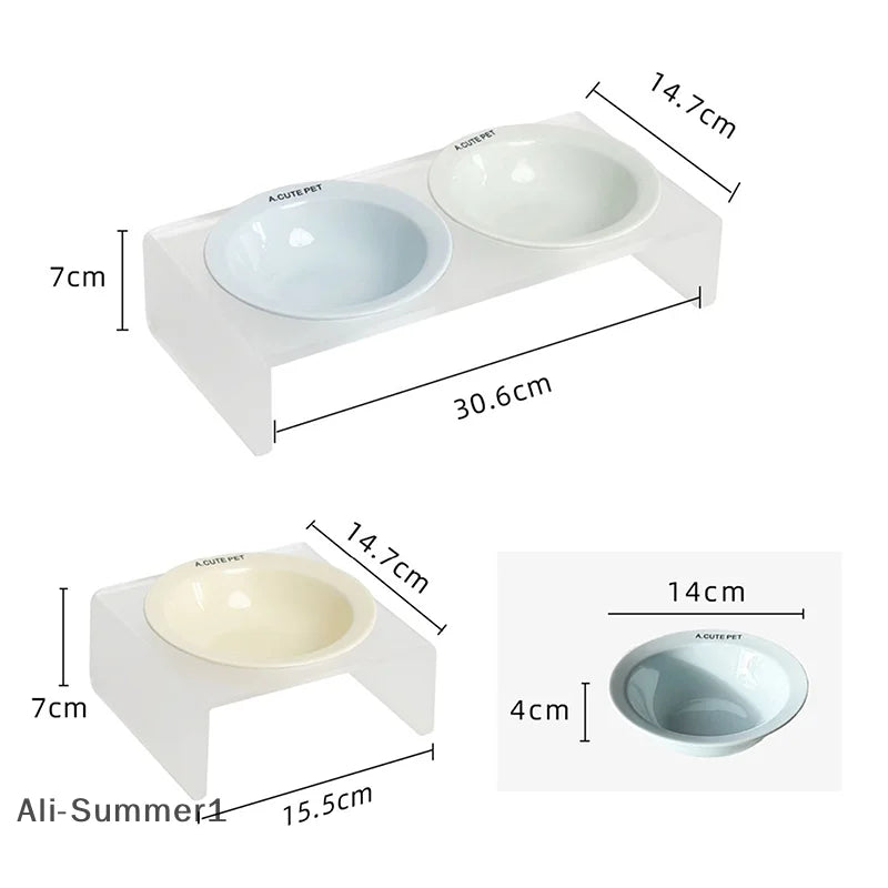 【E】Ceramic Pet Cat Bowl Pet Drinking Water Feeding Bowl Ceramics Cat Food Dog Food Utensils Cat Dog Pet Supplies Accessories