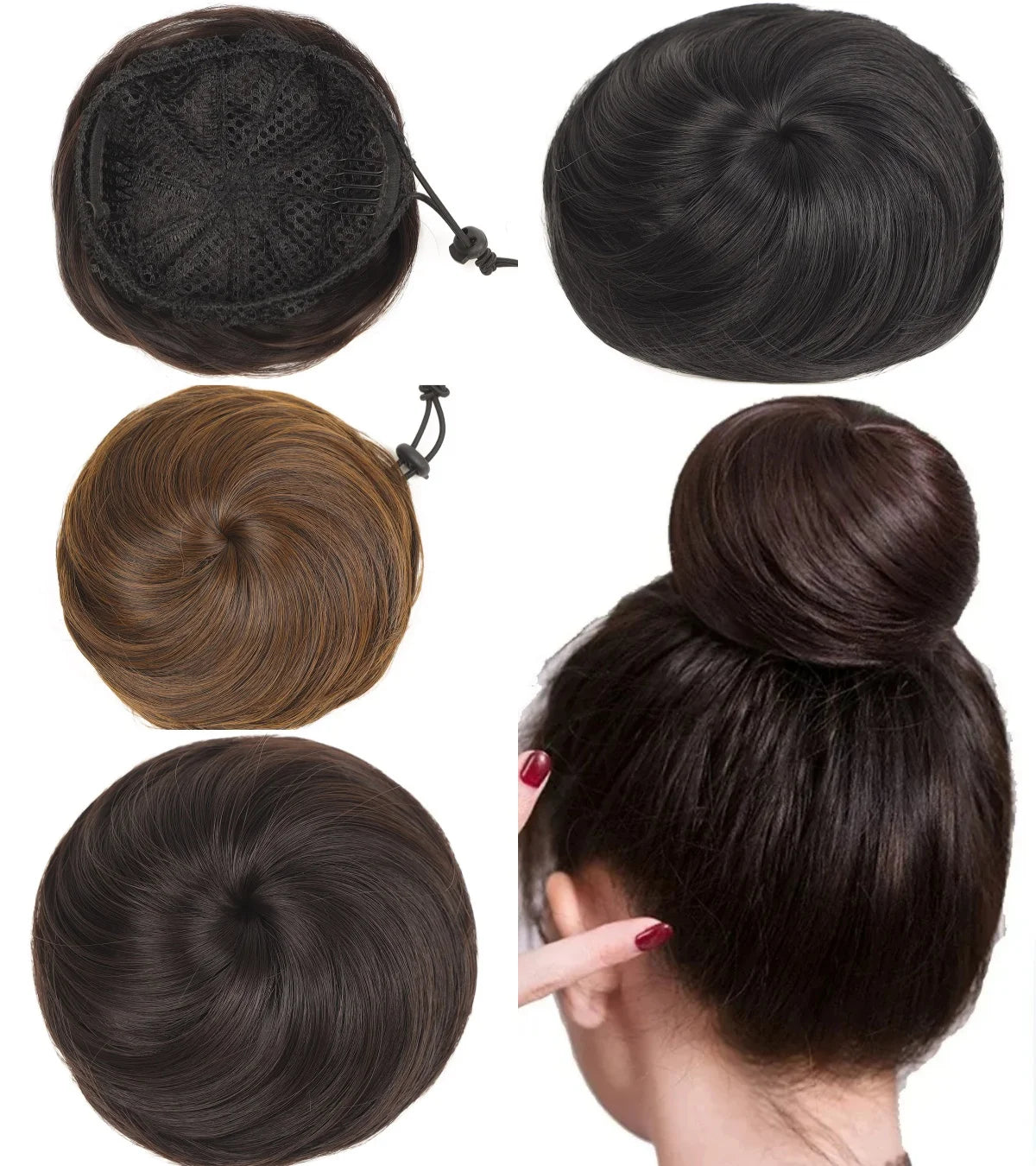 Synthetic Hair Bun Hair Drawstring Hair Bun Wig Flexible Brown Chignon bun For Women Daily use