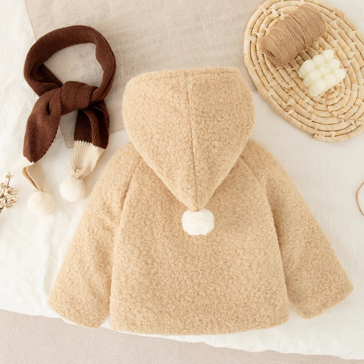 Winter New Thick Warm Baby Girl Coat, Christmas Party Children'S Clothes With Free Scarf (9 Months - 4 Years Old)