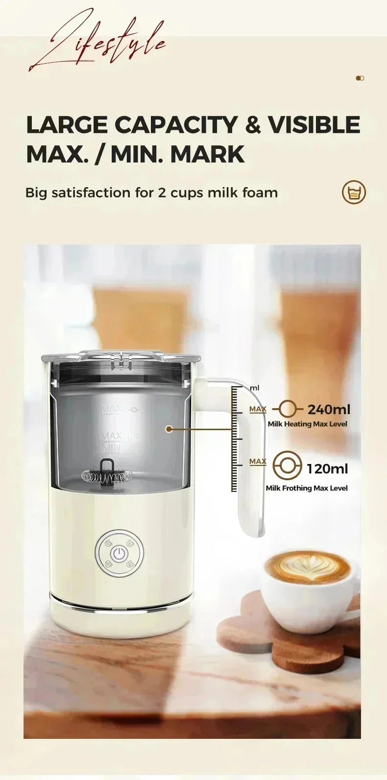 220V 240ml 4in1 Electric Milk Frother Home Automatic Milk Frother Italian Coffee Machine Milk Frother Hot And Cold Mixing Cup