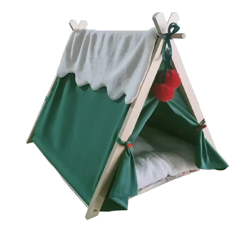 Winter Pet tent, Christmas dog house, cat house, all year round, cat delivery room, pine wood for winter warmth, cat tent