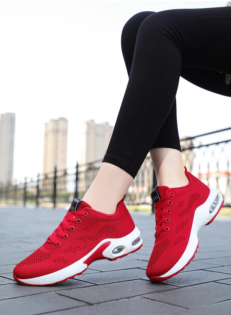 Women Mesh Breathable Casual Sneakers Lace-up Vulcanized Shoes Ladies Platform Sneakers Female Shoes Plus Size Zapatos De Mujer