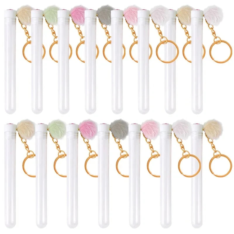 50/5pcs Gold Keychain Tube Eyelash Brush Crystal Lash Mascara Wands Eyebrow Comb Spoolies Container Lashes Brushes Makeup Tools
