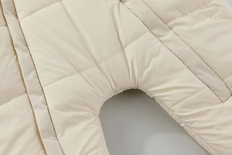 Newborn Baby Winter Snowsuit Furry Hooded Double Zipper Boys Girls Cotton Padded Jumpsuit 0-2Y Kids Warm Outwear Romper