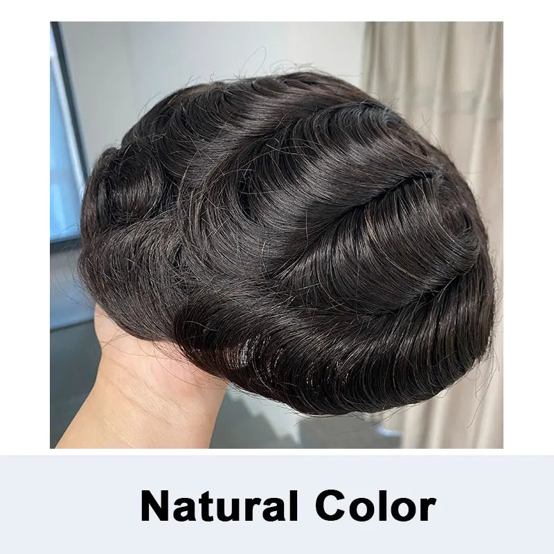 100% Density Full Lace Male Hair Prosthesis Swiss Thin Lace Men's Wig Natural Hairline Human Hair Man Hair System Wigs For Men