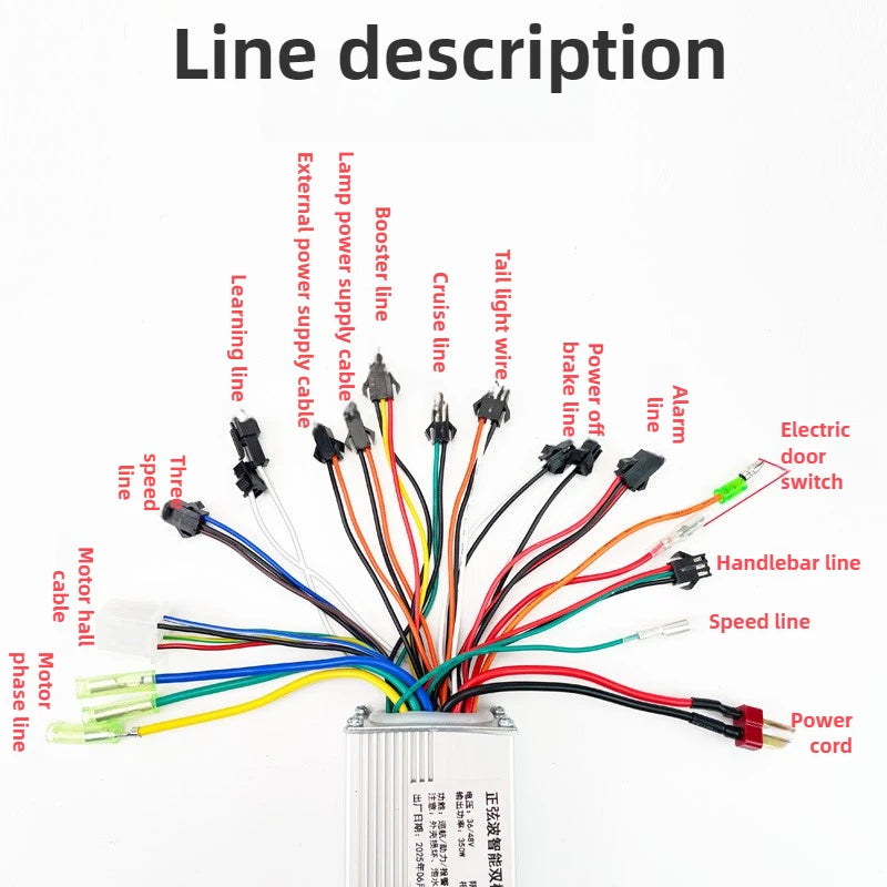 E-Bike Scooter Controller Kit 48V-60V 400W 15-18A Compatible Full Wire Harness for Electric Bicycle Conversion Braking System