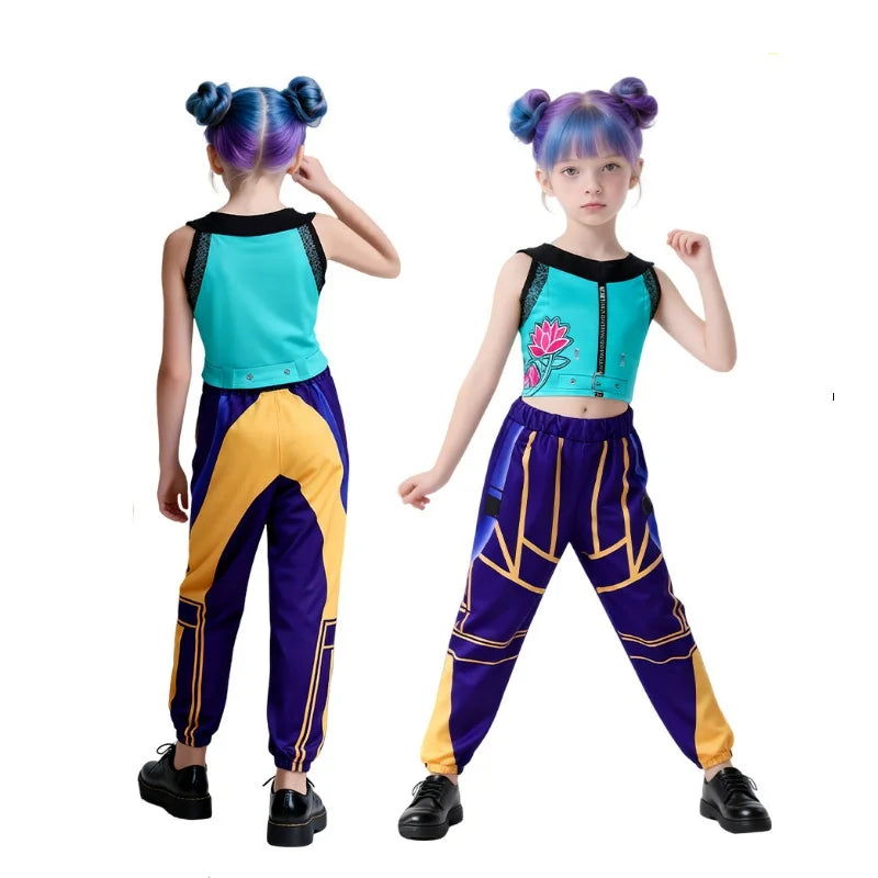 Kids Girls Costume Sets Kids Tops+Skirt Pants 2 Pieces Outfits Children K-Pop Fashion New Birthday Party Stage Performance Suit
