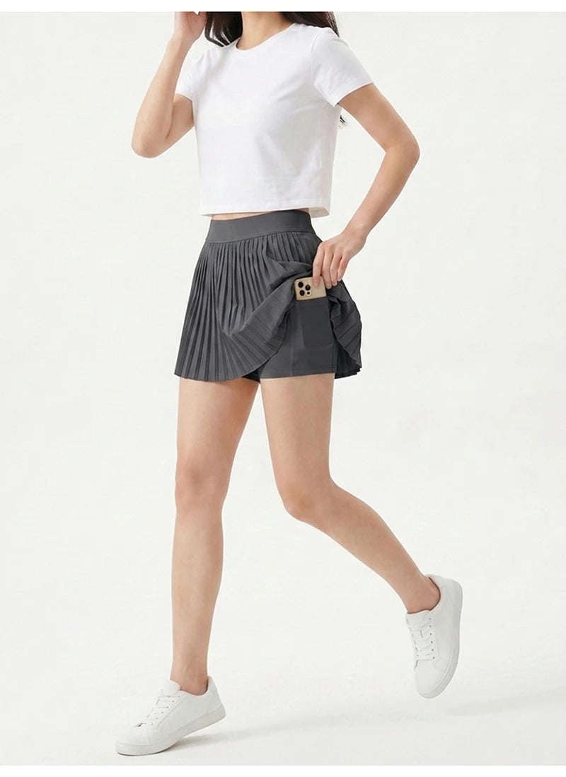 BIVIGAOS Summer Fashion High Waist Sport Short Skirt Women Youthful Cute Mini Skirt Safety Shorts Accordion Pleated Tennis Skirt