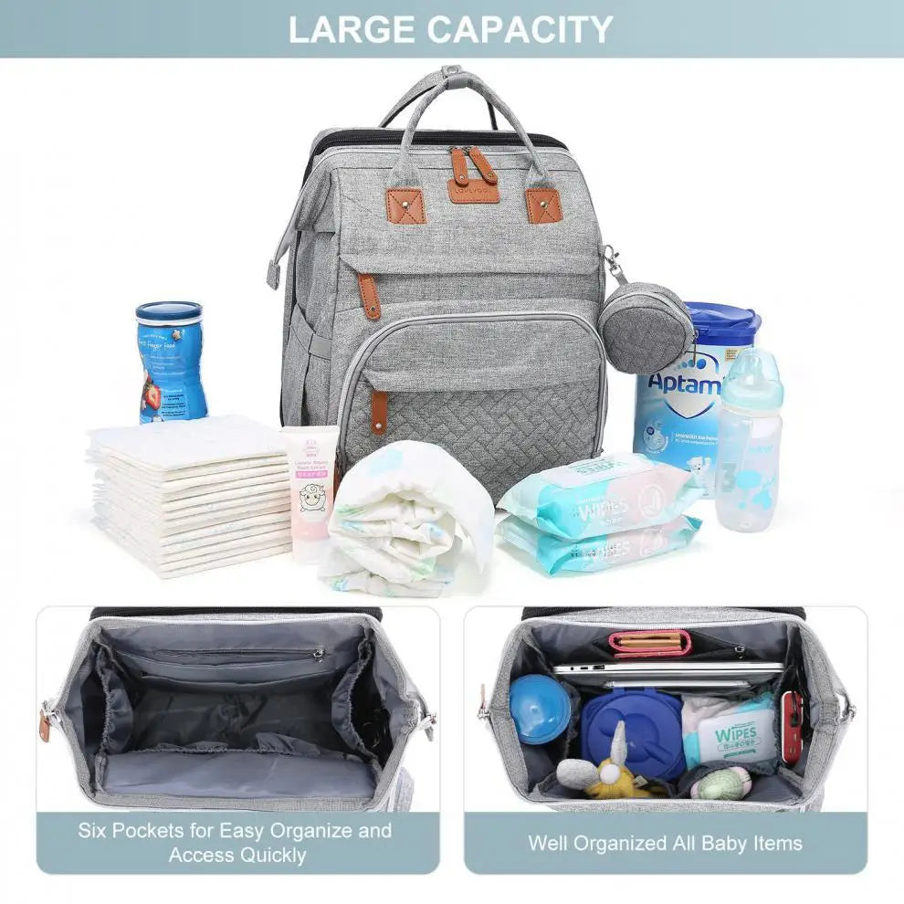 Mommy Diaper Bags Baby Bed Mother Large Capacity Nappy Milk Bottle Backpacks with Changing Mat Convenient Baby Nursing Bags