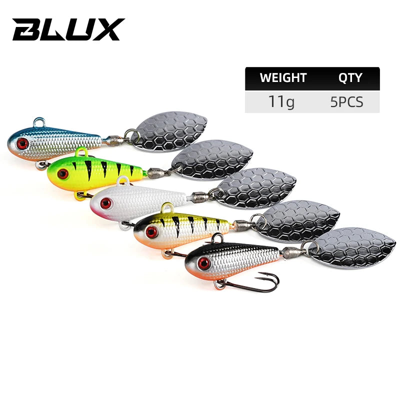 BLUX 5pcs/lot SPINTAIL Fishing Lure 4.5g 7g 11g 14g 19g Spinner Metal Vib Casting Jig Spoon Bait Freshwater Bass Tackle